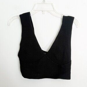 sincerely jules // black ribbed tank crop top v neck M